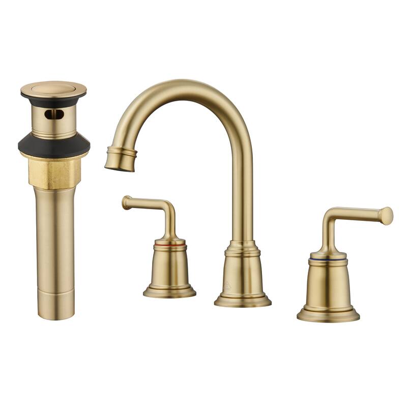 8 in. Widespread Double Handle Bathroom Faucet with Drain Kit Included