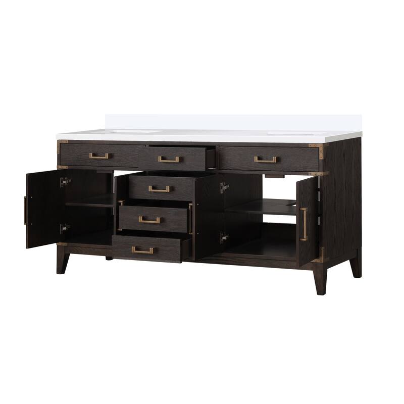 Laurel 60 in W x 22 in D Black Oak Double Bath Vanity and Cultured Marble Top
