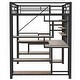 preview thumbnail 36 of 34, Full Size Metal Loft Bed with Storage Staircase, Small Wardrobe, and Desk