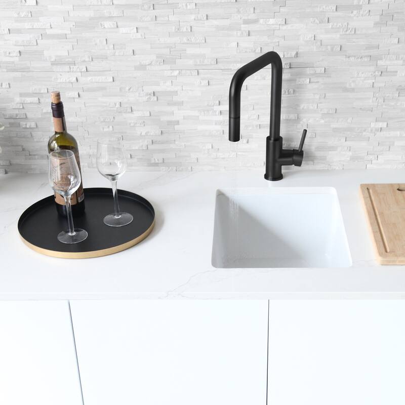 STYLISH Kitchen Sink Faucet Single Handle Pull Down Dual Mode in Stainless Steel - Faucet Height: 14 3/8" | Spout Height: 7 7/8"