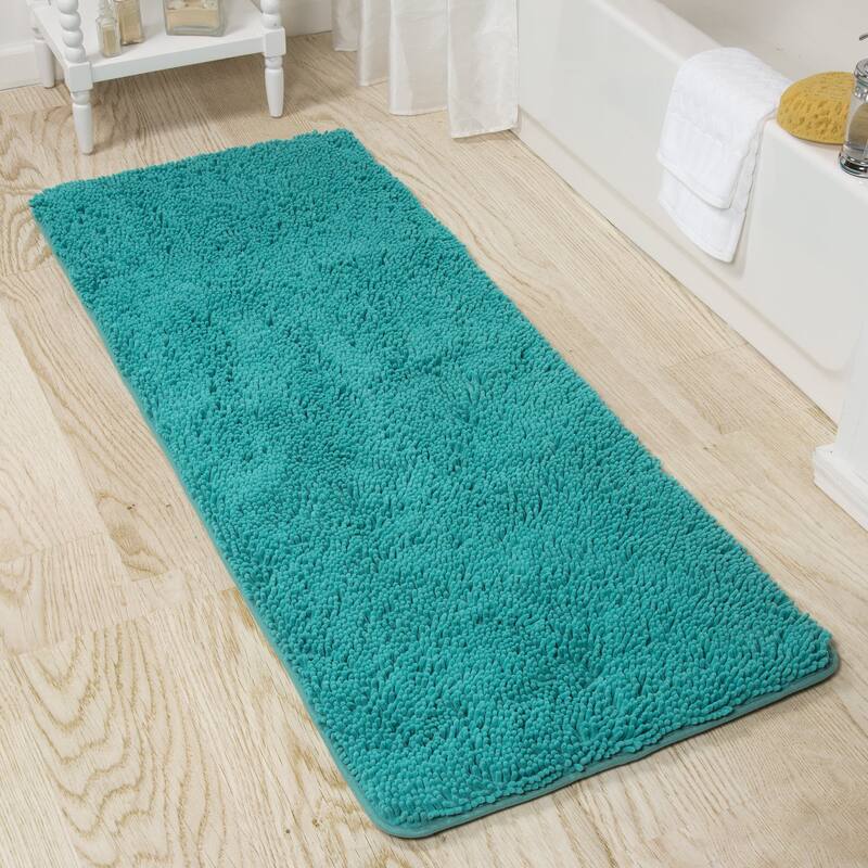 58x24-Inch Bathroom Runner with Non-Slip Backing - Absorbent High-Pile Chenille Memory Foam Bathroom Rug by Windsor Home - Seafoam