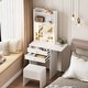 preview thumbnail 2 of 8, Small Space Vanity Table with 3 Adjustable Lighted Mirror, Storage Drawer, Fold-Up Panel, White