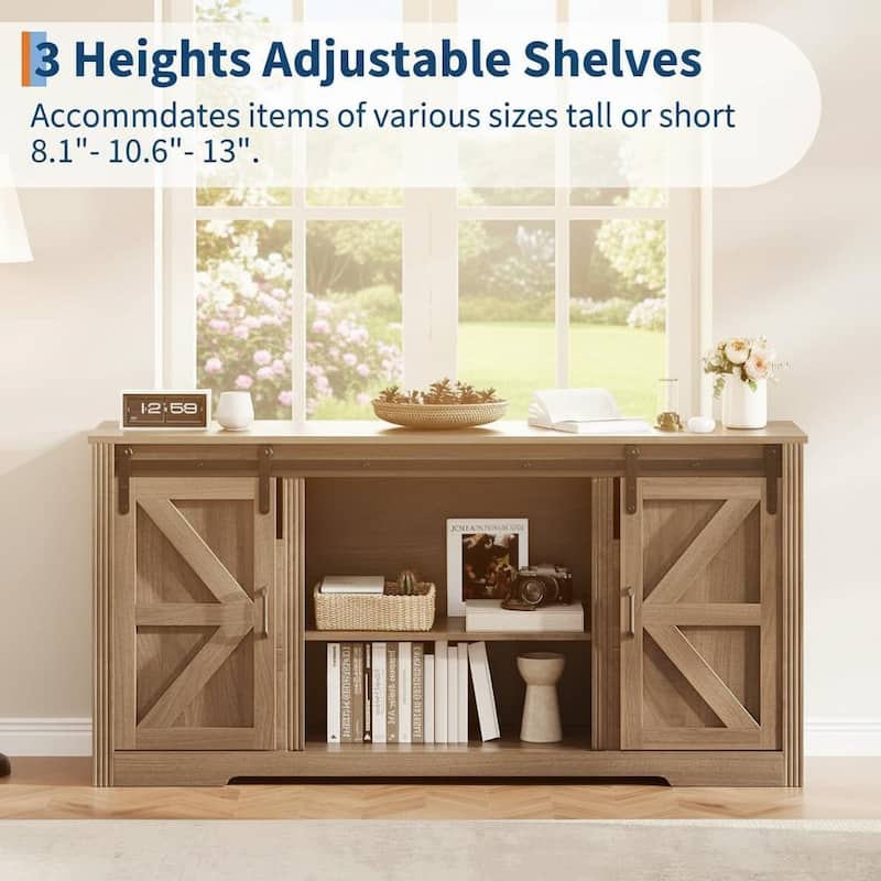 TV Stand, with 4 Drawers and Adjustable Shelf