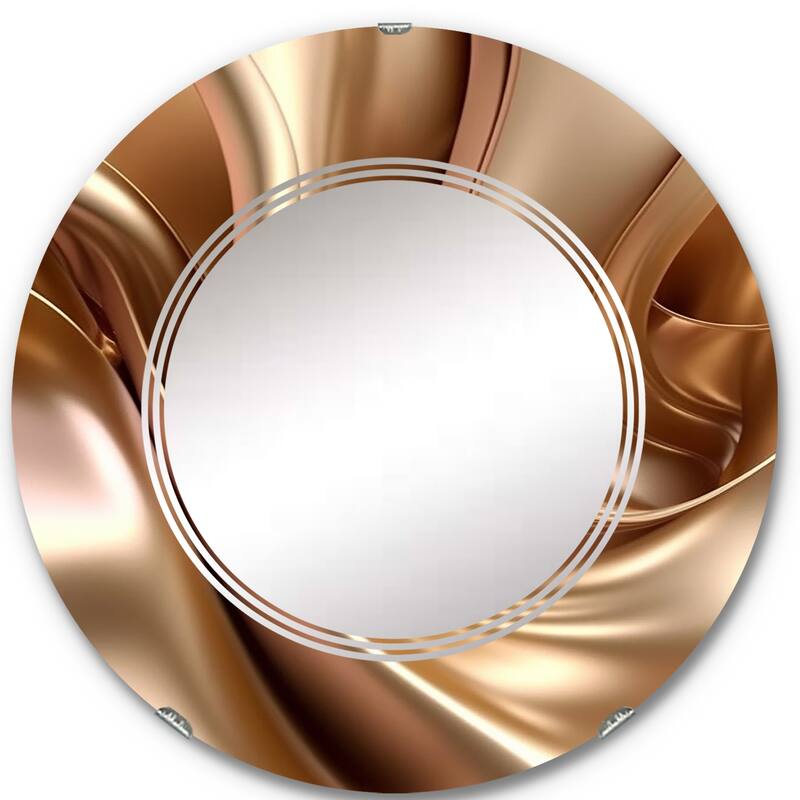 Designart 'Luscious Liquid Gold In Subdued Pink And Taupe I' Printed Abstract Liquid Ink Wall Mirror