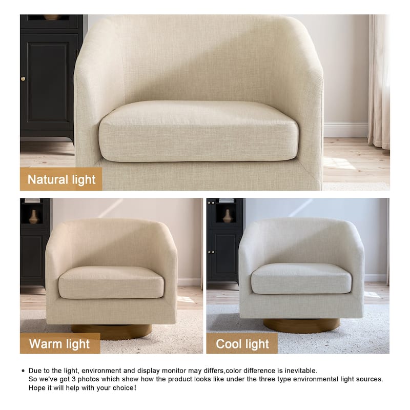 Faux Leather Wide Seat Swivel Barrel Chair