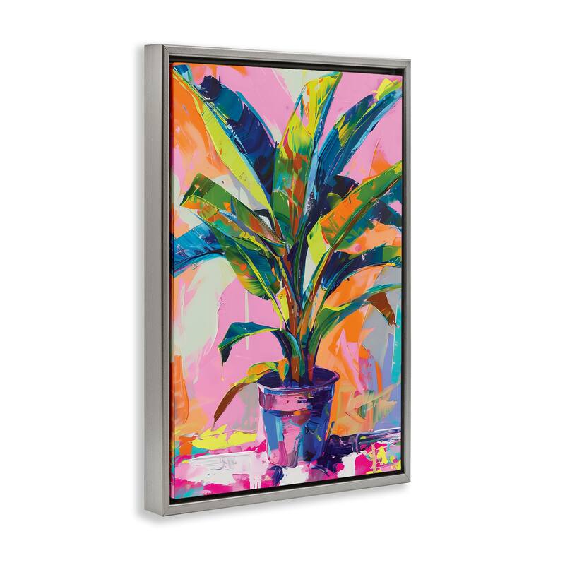 Stupell Vivid Saturated House Plant Framed Floater Canvas Wall Art Design By LSR Design Studio
