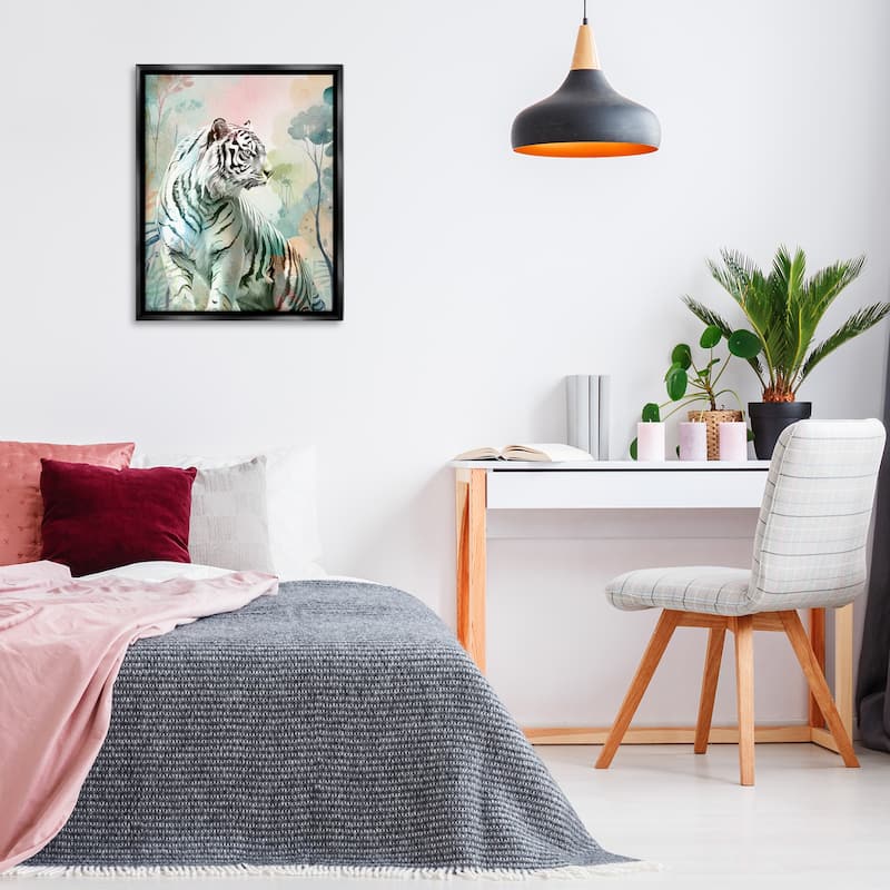 Stupell Soft Gazing Tiger Framed Floater Canvas Wall Art Design By Kim Allen