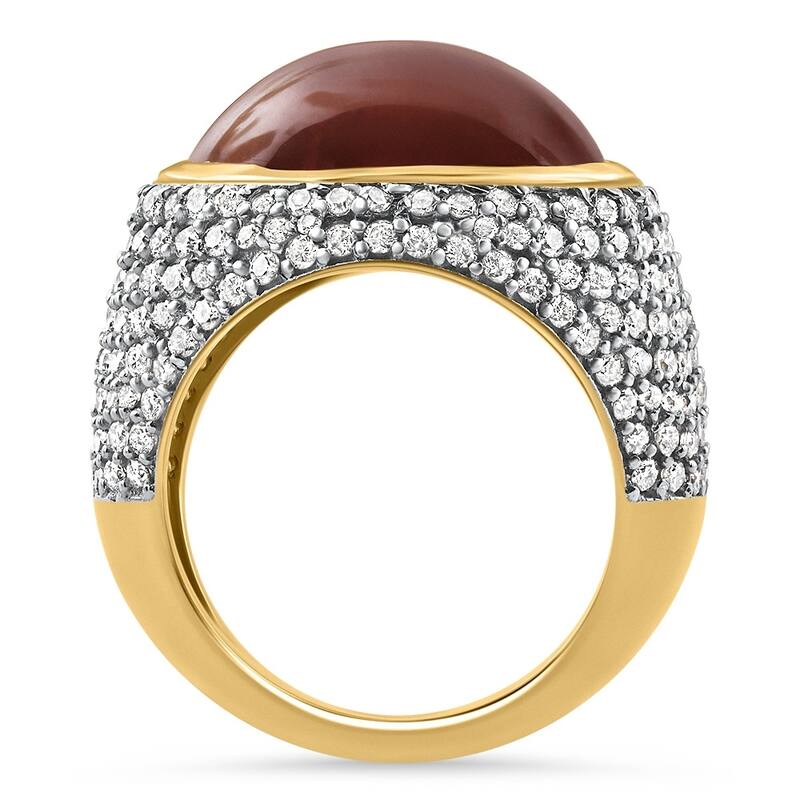Bliss Diamond 11.17Ct Tourmaline & Pave Diamond East West Ring Yellow Gold Lab Grown