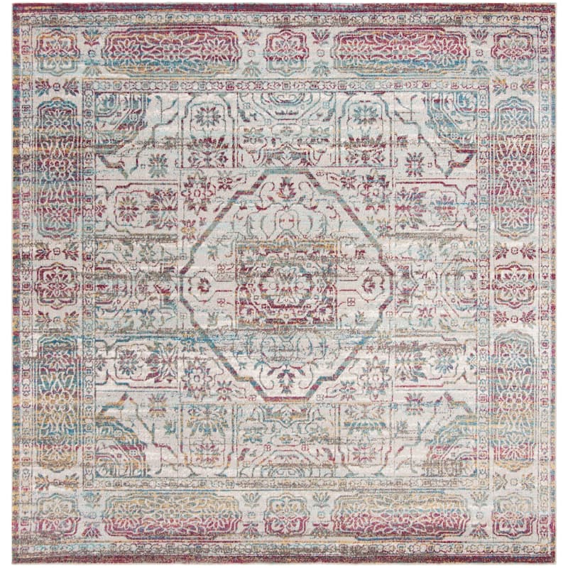 SAFAVIEH Aria Hanumica Vintage Boho Oriental Rug - 6'5" Square - Red/Creme