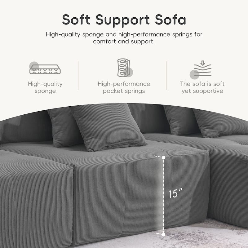 3PC Modular Sectional Sofa Couch,Free Combination,No Assembly Required