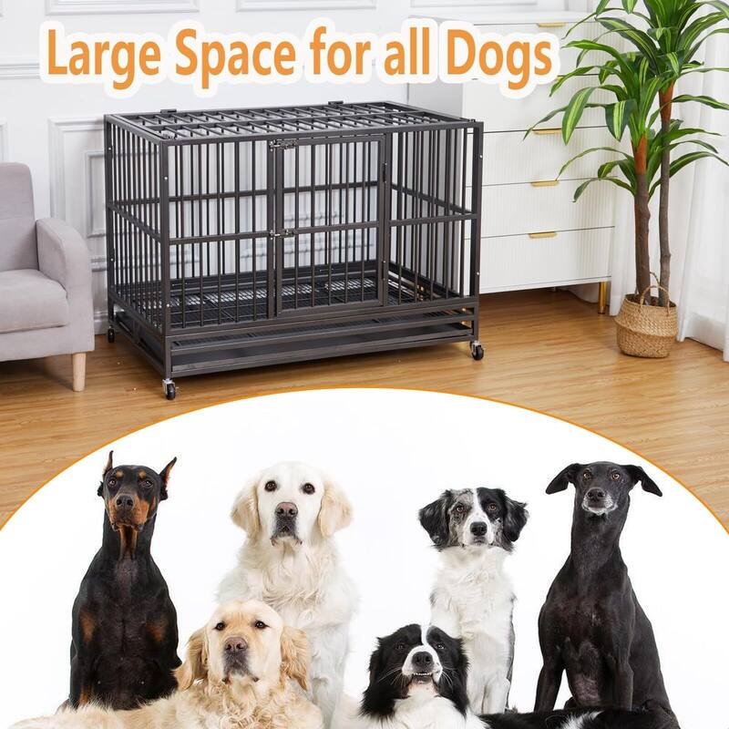 48" Dog Crate, with Wheels and Sturdy Locks