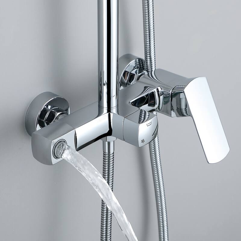 47"H Solid Brass Wall-Mounted Exposed Shower System with Tub Spout (Valve Included)