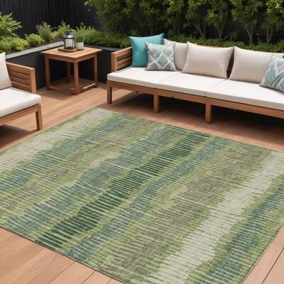 HomeRoots Striped Transitional Rectangle Outdoor Rug