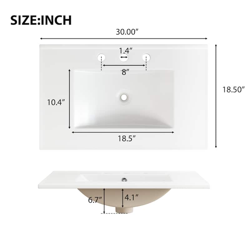 Christopher Knight Home - Mid-Century Freestanding Bathroom Vanity with Ceramic Sink, Flip-Up & Dual Drawers