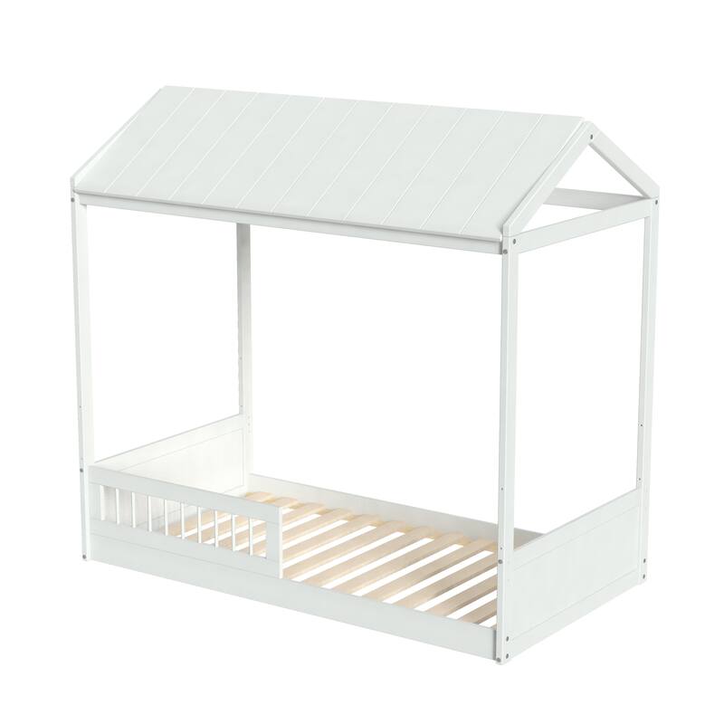 Polifurniture Nyce Twin Size Bed with Roof and Guard Rail