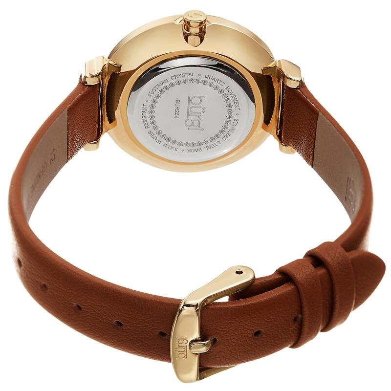 Burgi Women's Swarovski Crystal Classic Slim Leather Strap Watch