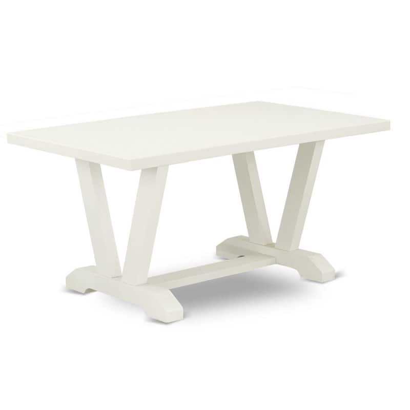 HomeStock 7-Piece Wire Brushed Linen White Finish Solid Wood Top Dining Table with 6 Chairs