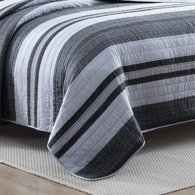 Nautica Ardmoore Cotton Reversible Grey Quilt Set