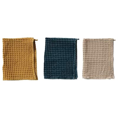 Cotton Waffle Tea Towels, Set of 3 Colors