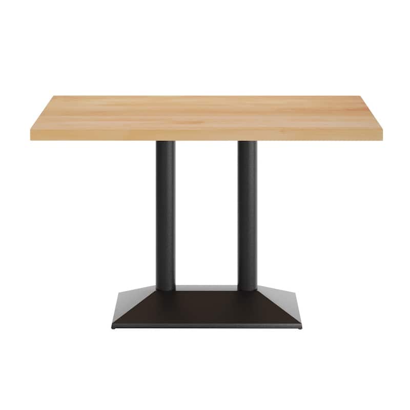 Rectangular Solid Wood Tabletop w/ 27" x 15" Two-Column Dining Height Table Base - 30"W x 48"D x 29.5"H