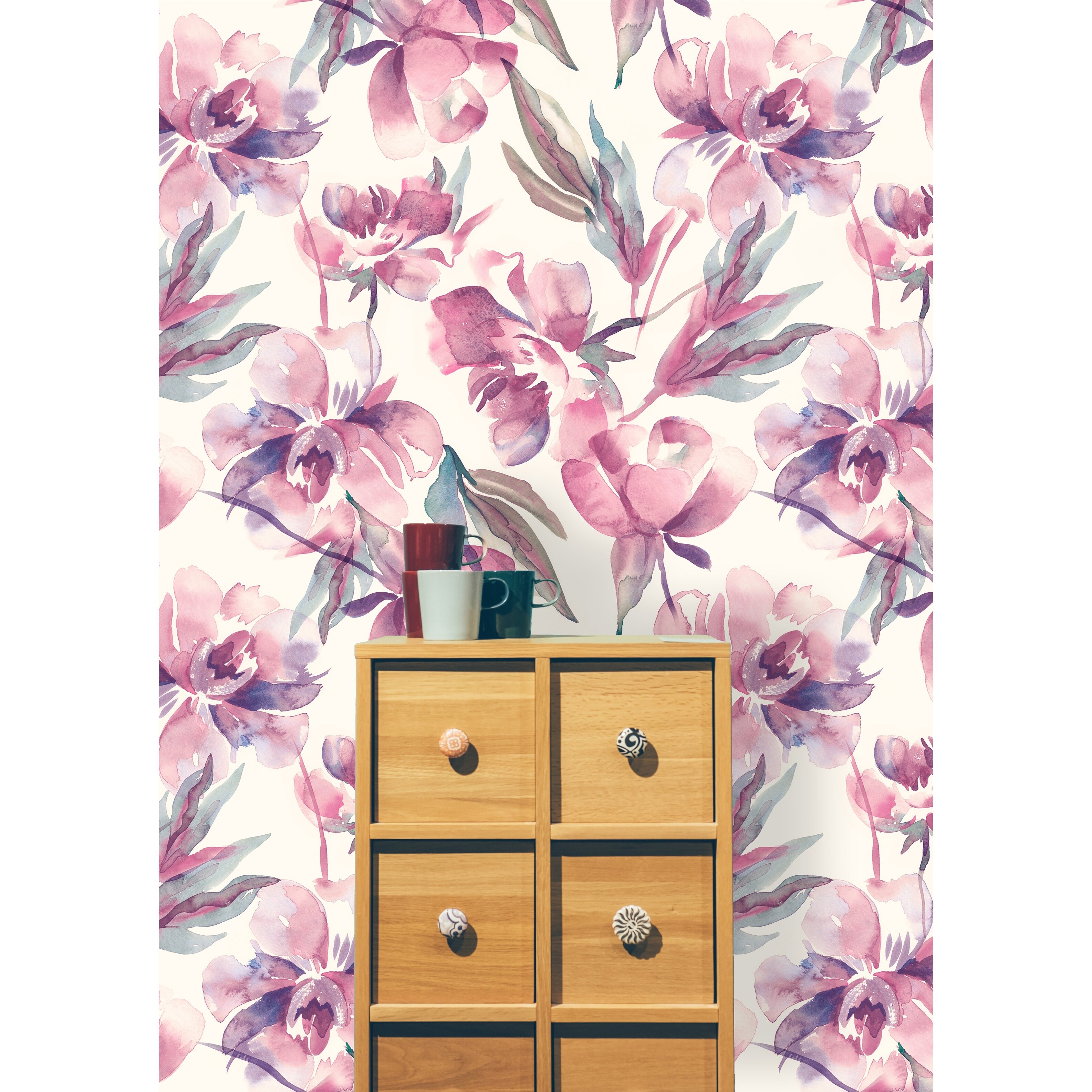 Blush Pink Watercolor Peony Wallpaper Overstock 32769626