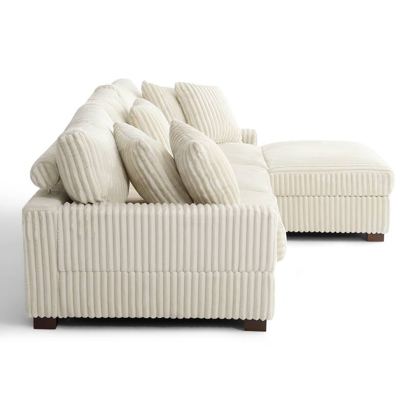 118.3" W Upholstered Sectional Modular Sofa with Ottoman