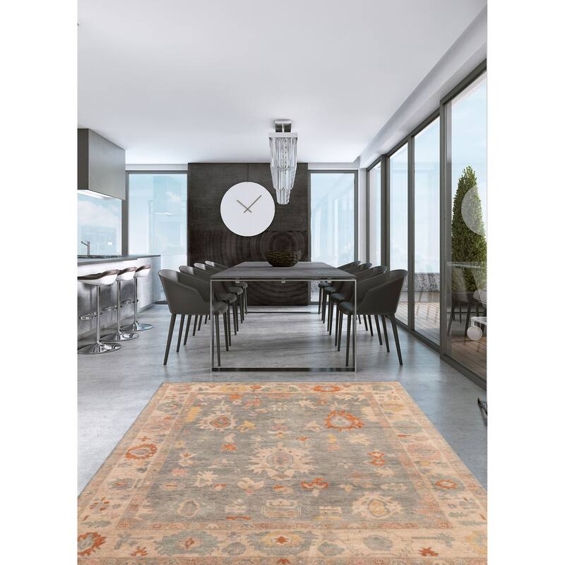 ECARPETGALLERY Hand-knotted Modern Oushak Teal Wool Rug - 8'1 x 9'11