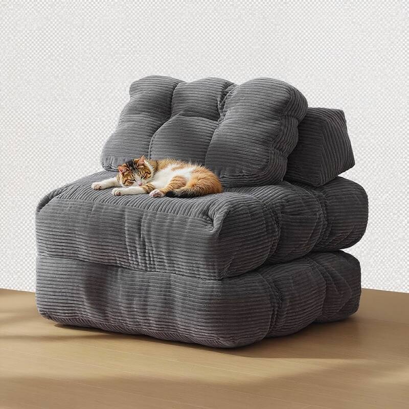 Folding Sofa Bed, Sleeper Chair, with Pillow - Dark Grey