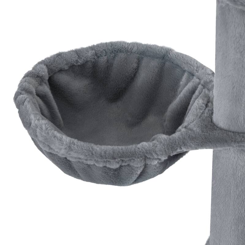 Adeco Cat Tree with Plush Hammock and Dangling Pompom