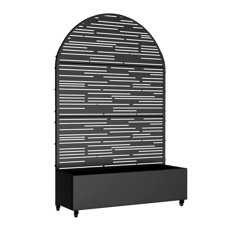 Metal Movable Planter Box with Trellis Privacy Screen Planter Box with Lockable Wheels