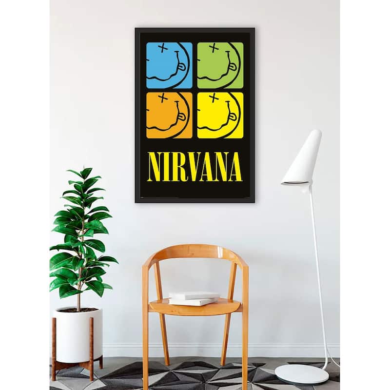 Nirvana - Smiley Squares Framed Art Poster - 24 x 36 Inch