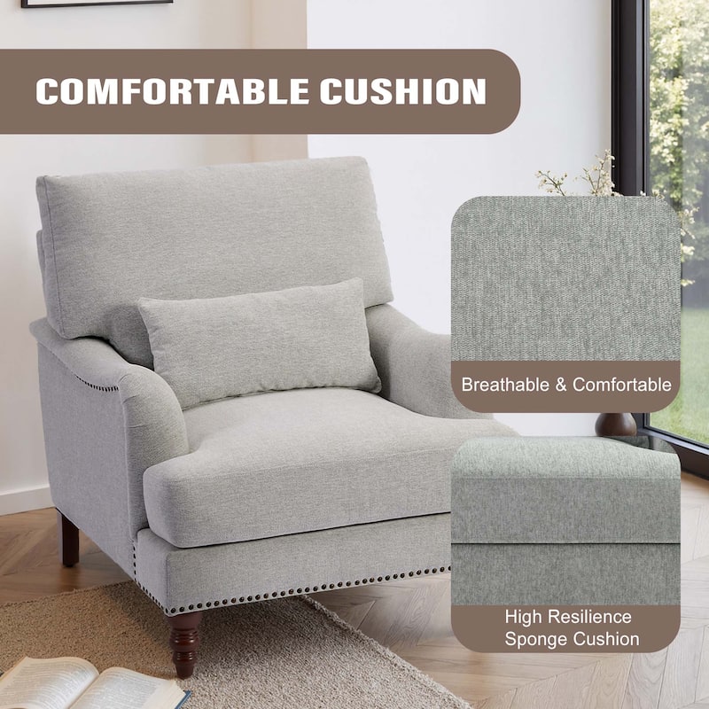 Set of 2 Mid Century Chenille Upholstered Accent Chairs
