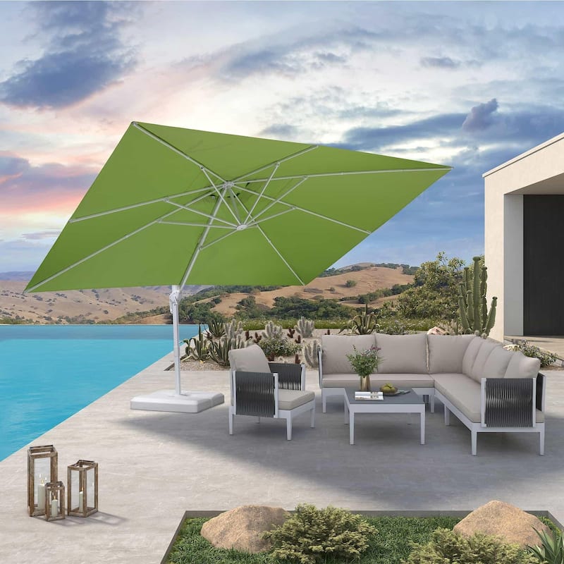 PURPLE LEAF 10 x 13 ft White Cantilever Patio Umbrella with 360 Degree Rotation