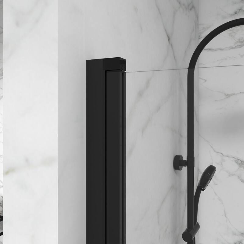 31.5 in. W x 55 in. H Semi-Frameless Pivot Tub Door in Black