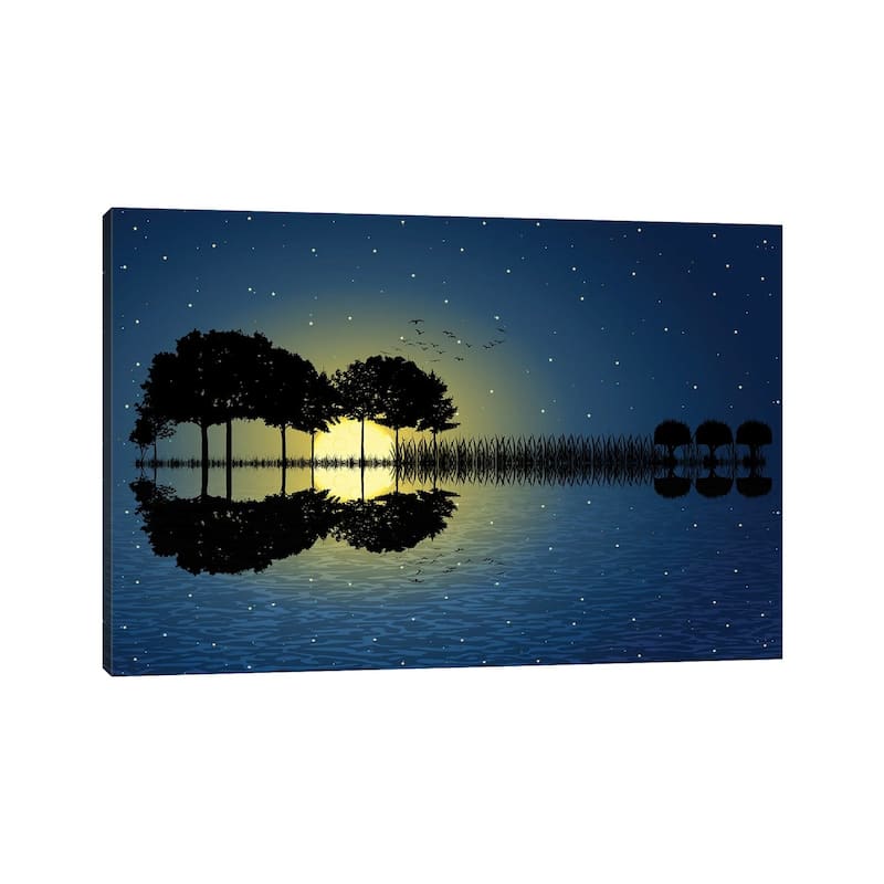 iCanvas "Guitar Island Moonlight" by psychoshadow Canvas Print