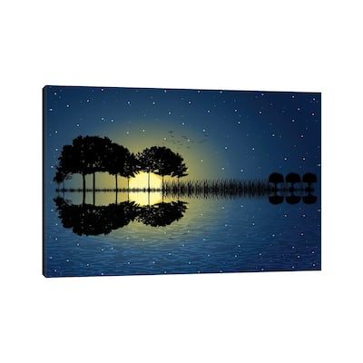 iCanvas "Guitar Island Moonlight" by psychoshadow Canvas Print