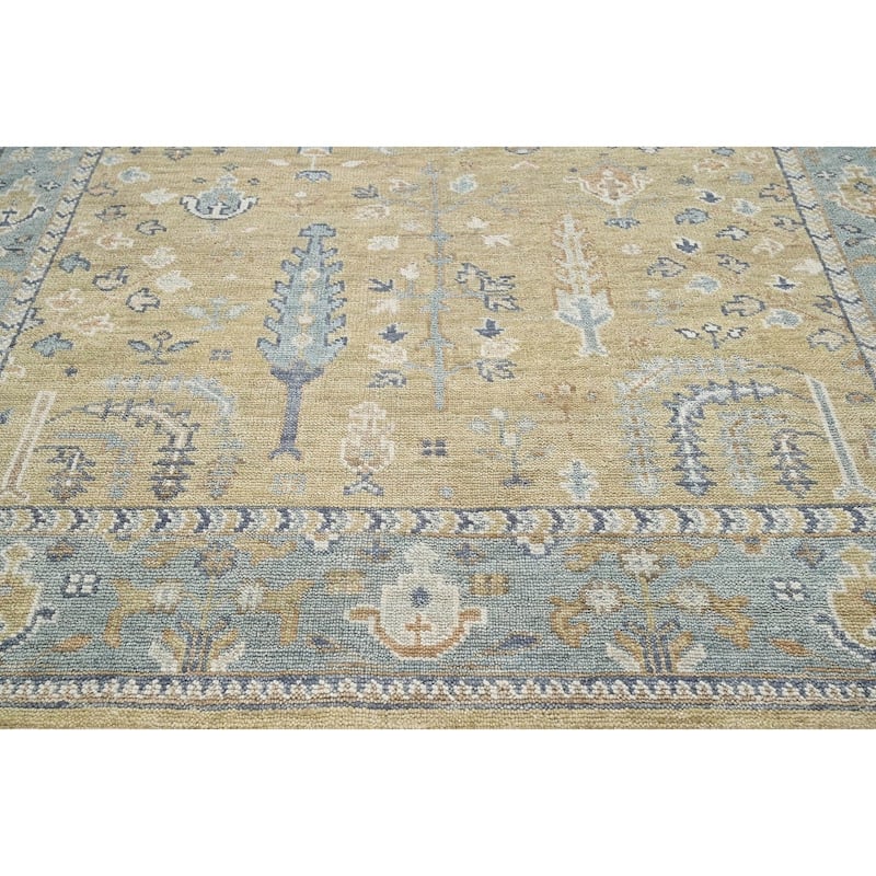 LoomBloom Multi Size Beige Hand Knotted Oushak 100% Wool Area Rug
