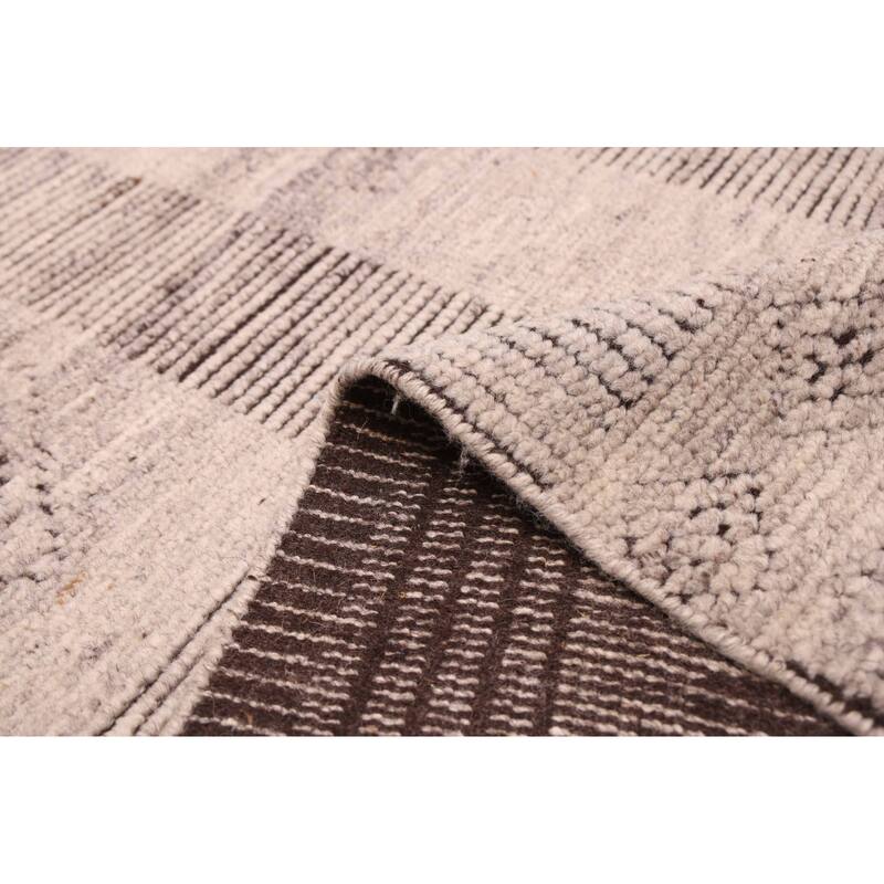 ECARPETGALLERY Hand-knotted Tangier Light Grey Wool Rug - 5'0 x 8'0