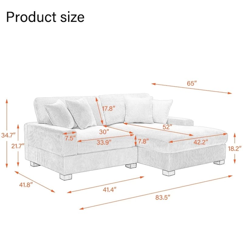Oversized Modular Sectional Sofa Set with Pillows for Living Room