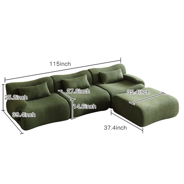 【WOOHWA】VELVET TR SK JASIWAY Modern Teddy Velvet Upholstered Sectional Sofa