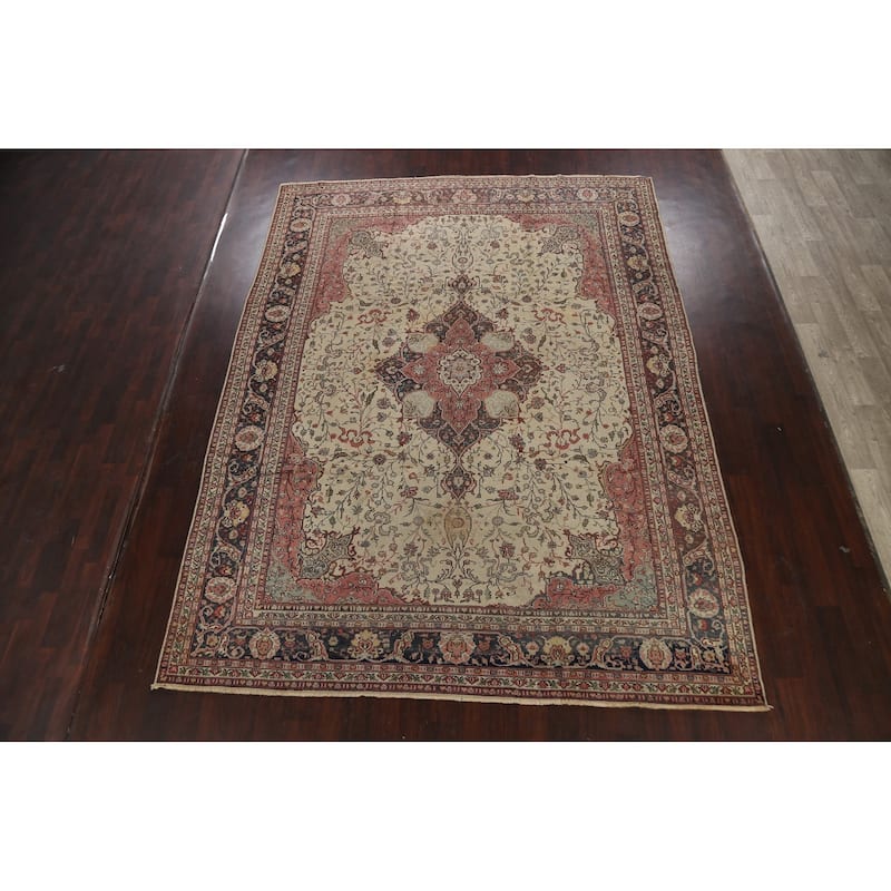 Antique Vegetable Dye Authentic Oushak Turkish Wool Area Rug Handmade - 8'11" x 11'7"