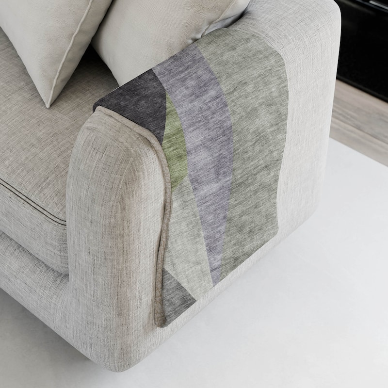 Premium Machine Washable Modern Chic Sherpa Throw Blanket - Sage - 4'2" x 5'10"