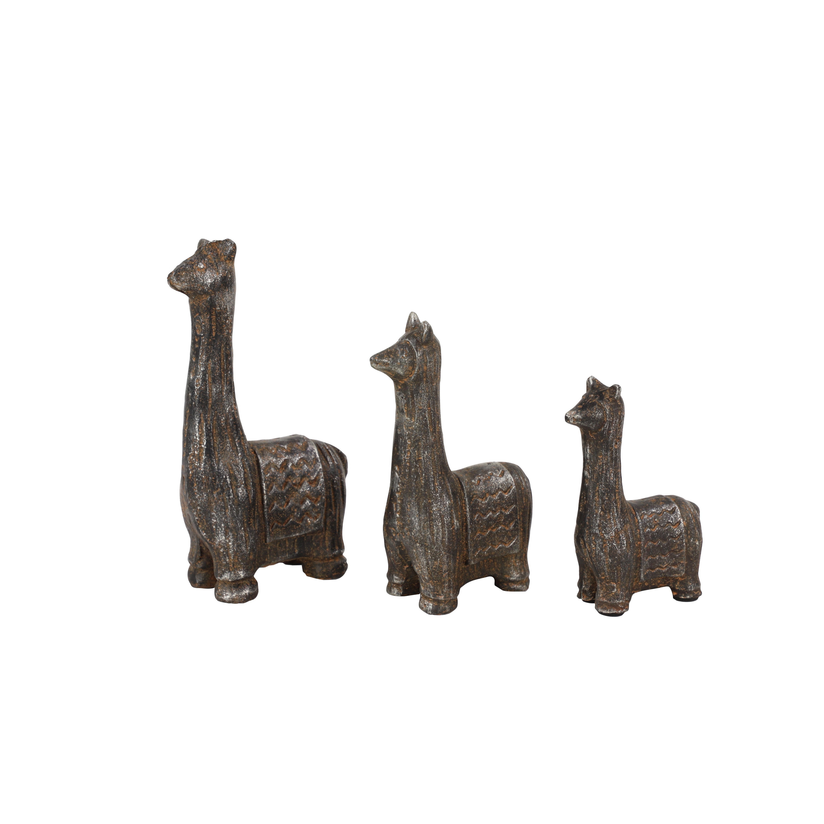 Metal Llama Decorative Sculpture - Set of 3 Black - Roche River Decor