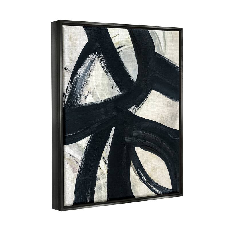 Stupell Dynamic Modern Black Paint Strokes Bold Abstract Floater Frame, Design by Susan Jill