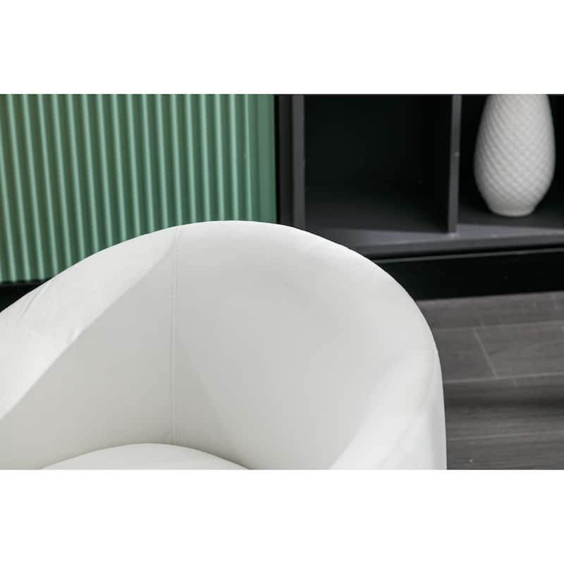 Velvet Fabric Swivel Accent Armchair Barrel Chair With Black Powder Coating Metal Ring,Gray