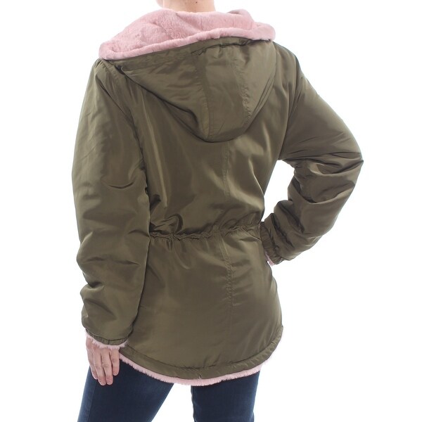 ladies green parka with fur hood
