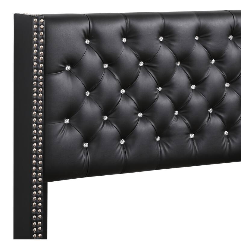 Queen Size Black Upholstered Bed with Quick Assembly