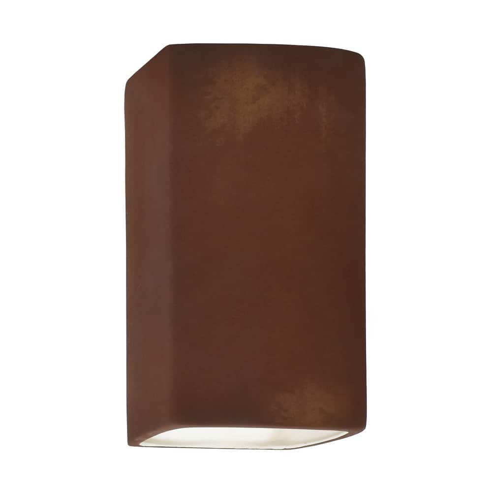 Justice Design Ambiance - Small ADA Rectangle - Closed Top (Outdoor) Wall Sconce - Replaceable Bulb