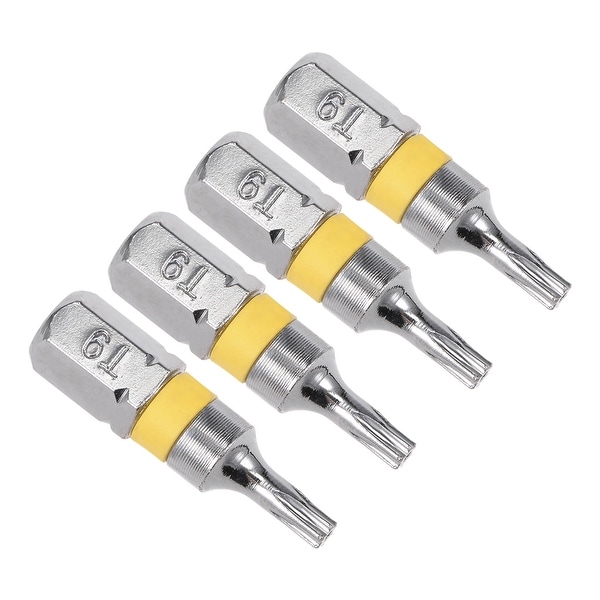 4Pcs 1/4-Inch Hex Shank 25mm Length Magnetic T9 Torx Screwdriver Drill Bits - H1/4x25xT9 4pcs