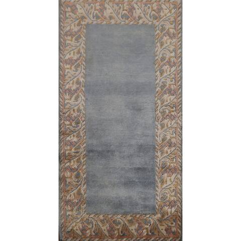 Contemporary Bordered Oriental Nepalese Rug Hand-knotted Wool Carpet - 2'6" x 4'7"